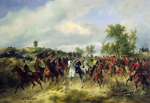 Prussian cavalry on expedition, c. 19th (oil on canvas)