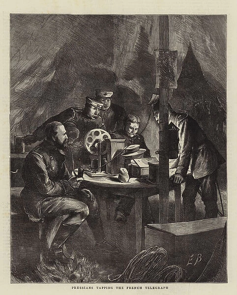 Prussians tapping the French Telegraph (engraving)
