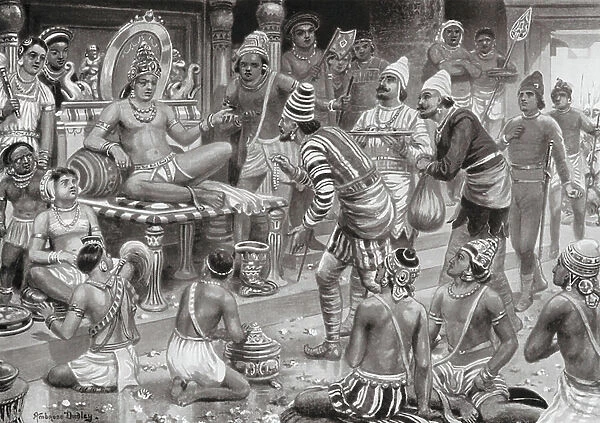 Pulikesin II, the Chalukhya, receives Envoys from Persia (litho)