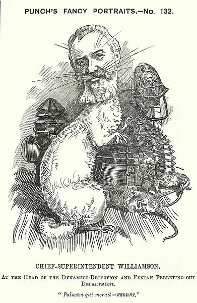 Punch cartoon: Adolphus Williamson, British police officer and first head of the Detective Branch of the Metropolitan Police (engraving)