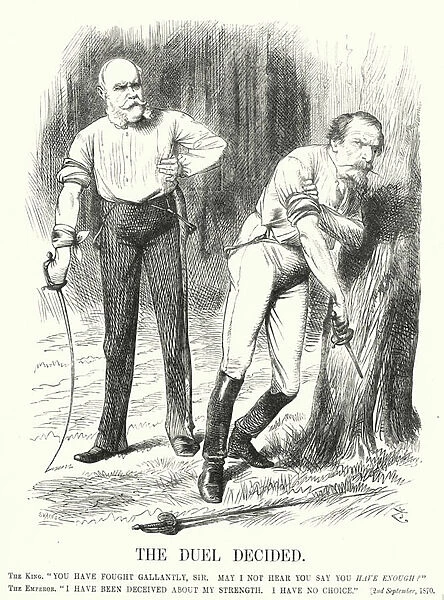 Punch cartoon: The Duel Decided - the defeat of France in the Franco-Prussian War (engraving)