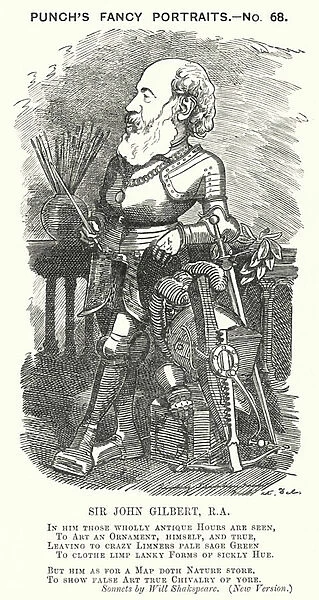 Punch cartoon: Sir John Gilbert, English artist (engraving)