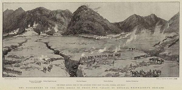 The Punishment of the Koda Khels in their own Valley by General Westmacotts Brigade (litho)