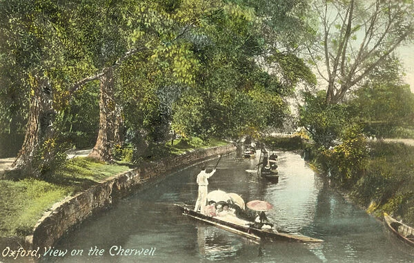 Punters on the Cherwell, Oxford (colour photo)