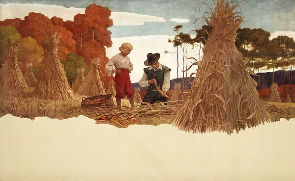 The Puritan Corn Husker, 1941 (oil on canvas)