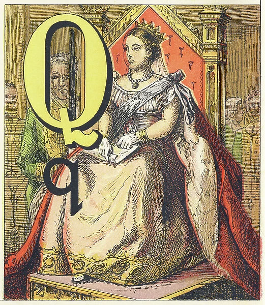 Q for the Queen all seated in state, 1872 (illustration)
