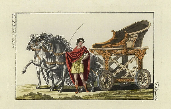 Quadrige of the prefet of the pretory commanding the Roman guard - Four-horse chariot of the Praetorian Prefect, Praefectus praetorio, or the Urban Prefect of Rome, Praefectus urbi