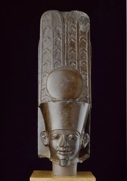 Quartzite head of Amun inscribed on the back pillar with the Horus name of Tanewatamani