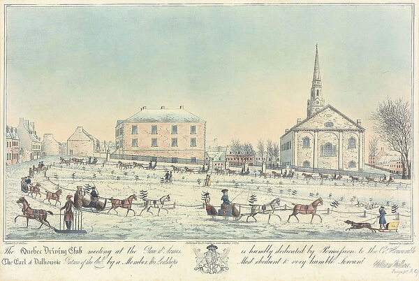 The Quebec Driving Club meeting at the Place d Armes, engraved by J. Smillie Jr