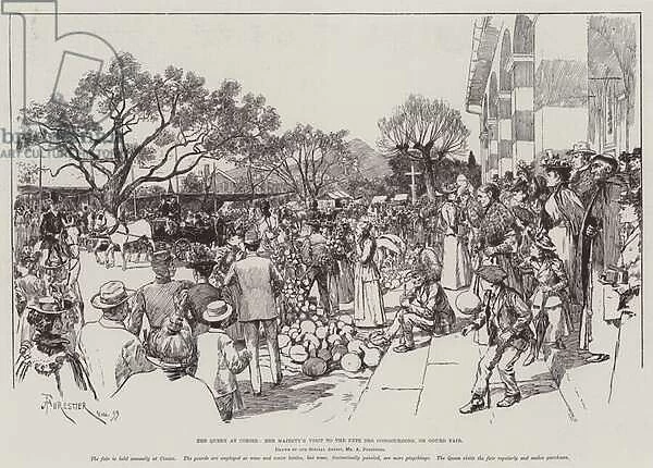 The Queen at Cimiez, Her Majestys Visit to the Fete des Congourdons, or Gourd Fair (engraving)