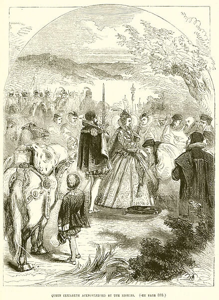 Queen Elizabeth acknowledged by the Bishops (engraving)
