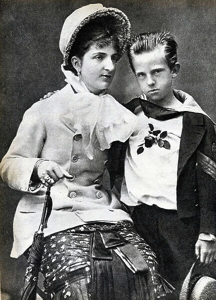 Queen Margherita of Savoy with her young son, the Prince of Naples future King Victor Emmanuel III of Savoy, 1878 (photo)