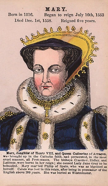 Queen Mary I (coloured engraving)