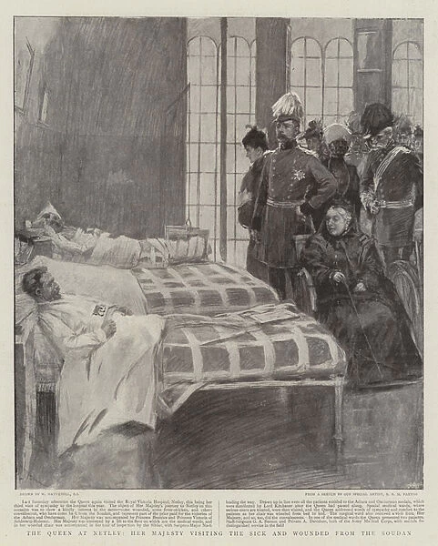 The Queen at Netley, Her Majesty visiting the Sick and Wounded from the Soudan (litho)