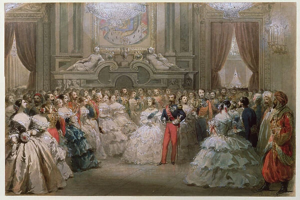 Queen Victoria (1819-1901) and Prince Albert (1819-61) at a gala dinner given by Napoleon