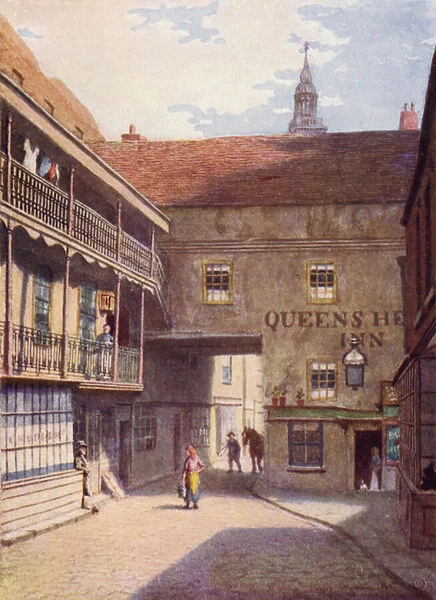 Queens Head Inn, Southwark, 1883 (colour litho)