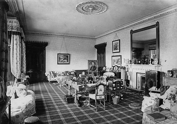 The Queens Sitting Room, Balmoral Castle (b  /  w photo)