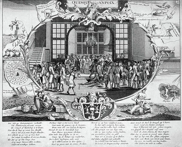 Quincampoix, bankruptcy of Law system, 18th century (engraving)