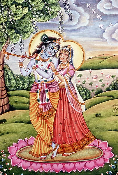 Radha Krishna Miniature Painting, India