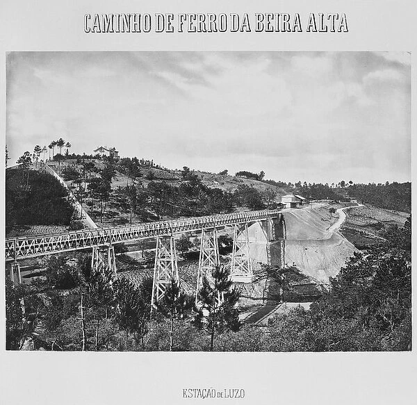 Railroad bridge Beira Alta, Luzo, Portugal (b  /  w photo)