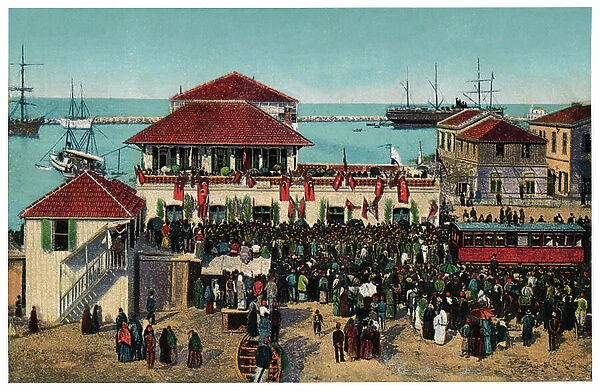 Railway station in Beirut, c.1910 (print)