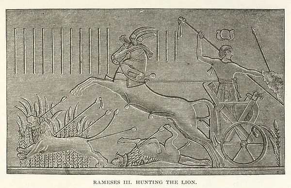 Rameses III hunting the Lion (engraving)