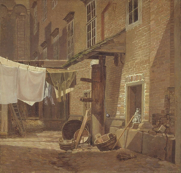 The Rear Courtyard of Charlottenborg Palace, 1828 (oil on canvas)