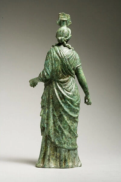 Rear view of a statue of Isis Fortuna, Hellenistic, 1st century BC-1st century AD (bronze