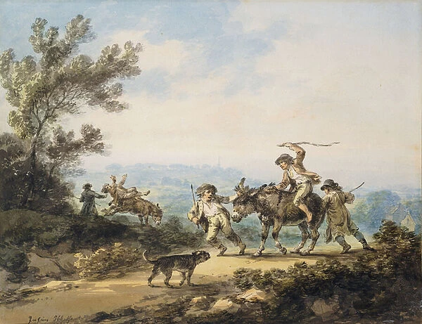 The Recalcitrant Donkey, 1798 (pen and grey ink and watercolour)