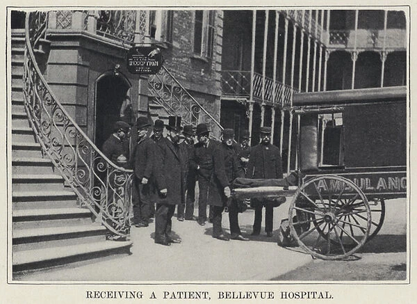Receiving a Patient, Bellevue Hospital (b  /  w photo)