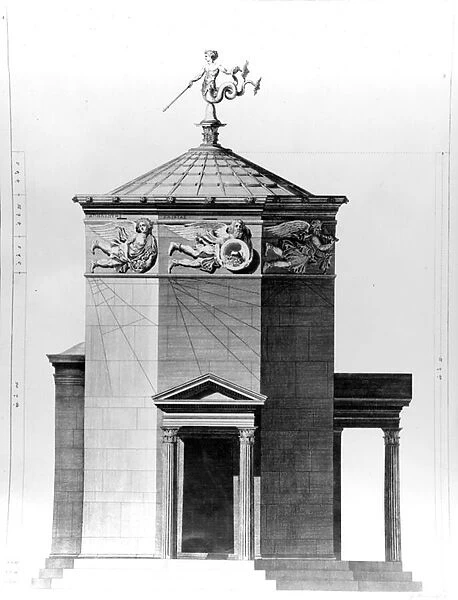 A reconstruction of The Tower of Winds in the Roman agora in Athens