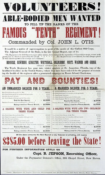 Recruiting Poster for the 10th Connecticut Regiment
