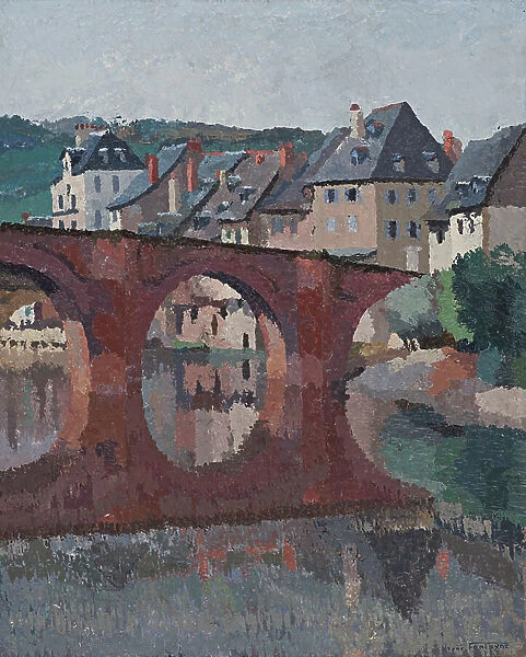Reflection of the bridge on the Lot at Espalion, Aveyron, 1933 (oil on canvas)
