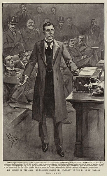 The Reform of the Army, Mr Rrodrick making his Statement in the House of Commons (litho)