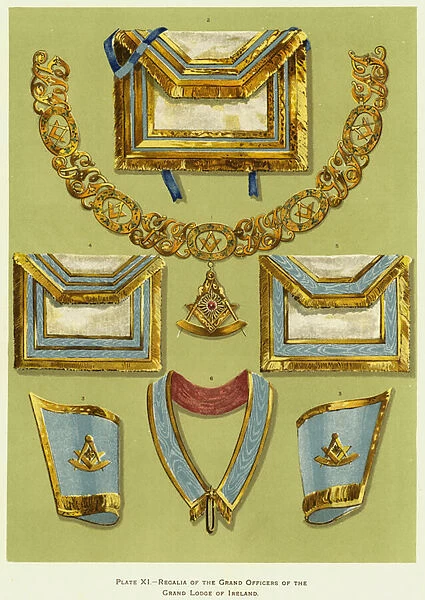 Regalia of the Grand Officers of the Grand Lodge of Ireland (colour litho)