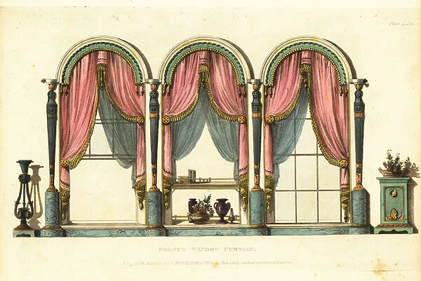 Regency-era French window curtains, 1813
