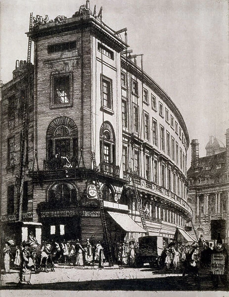 Regent Street, the Quadrant looking South, following the recent re-building, c. 1920s (etching)