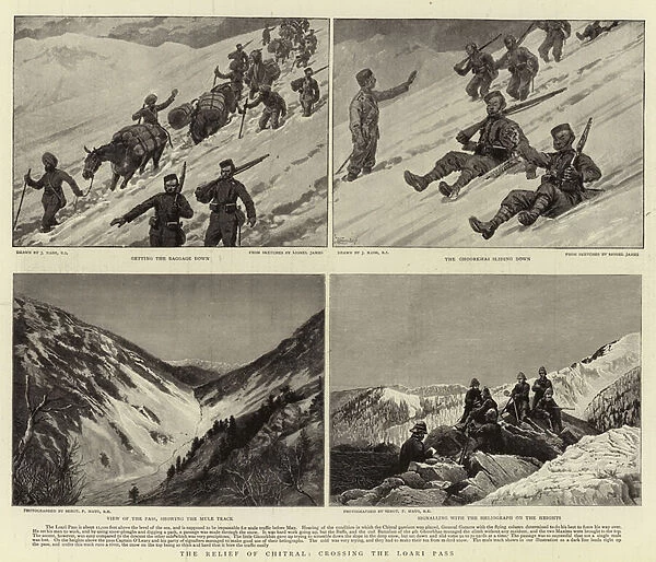 The Relief of Chitral, crossing the Loari Pass (engraving)