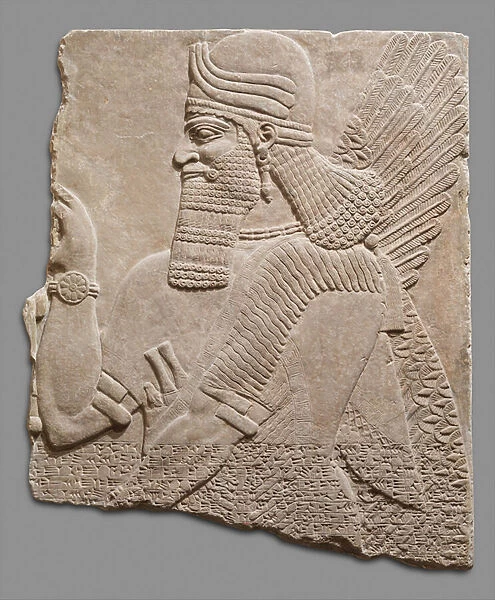 Relief panel of supernatural figure, c. 883-59 B. C. (gypsum alabaster)