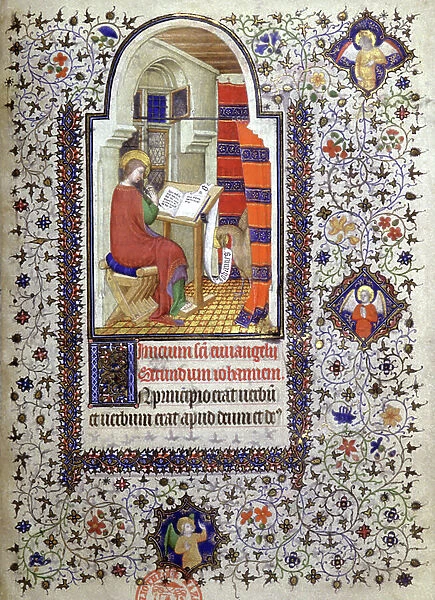 Religion. Catholic Religion. John the Apostle. Miniature in: Book of Hours, by Master of Boucicault, France, 1410 Bibl. Mazarine, Paris