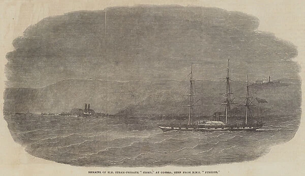 Remains of HM Steam-Frigate 'Tiger, 'at Odessa, seen from HMS 'Furious'(engraving)