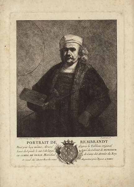 Rembrandt, Self Portrait of the Dutch painter and etcher (etching)