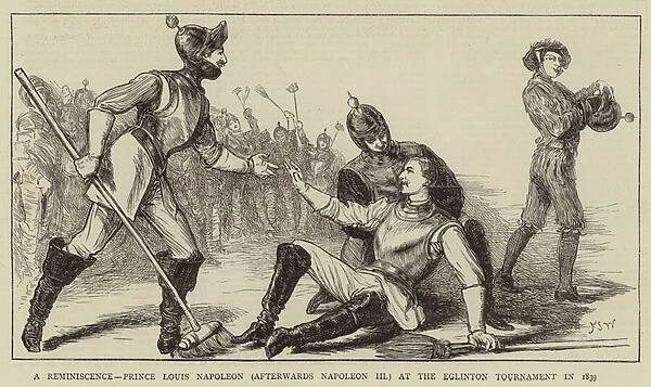 A Reminiscence, Prince Louis Napoleon (afterwards Napoleon III) at the Eglinton Tournament in 1839 (engraving)