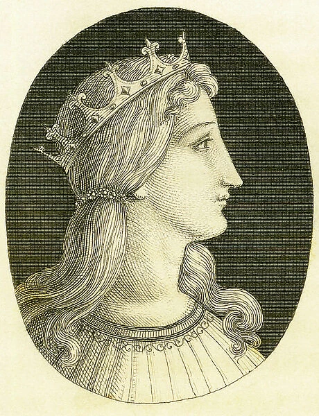 rene of Athens, Byzantine empress, copperplate engraving from Strahlheim, 1840s (engraving)