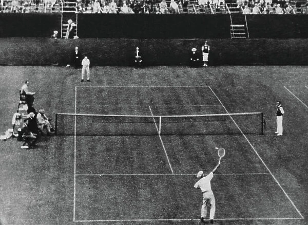 Rene Lacoste serve against William Johnston and win in 8 sets. France win Davis Cup in 1927