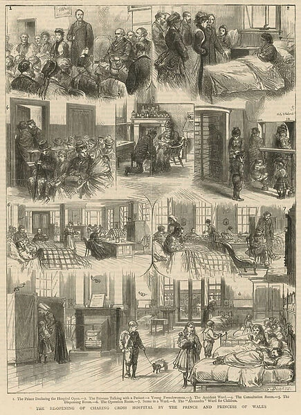 The reopening of Charing Cross Hospital by the Prince and Princess of Wales (engraving)
