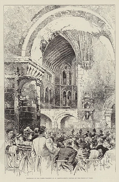 Reopening of the North Transept of St Bartholomews Church by the Prince of Wales (engraving)