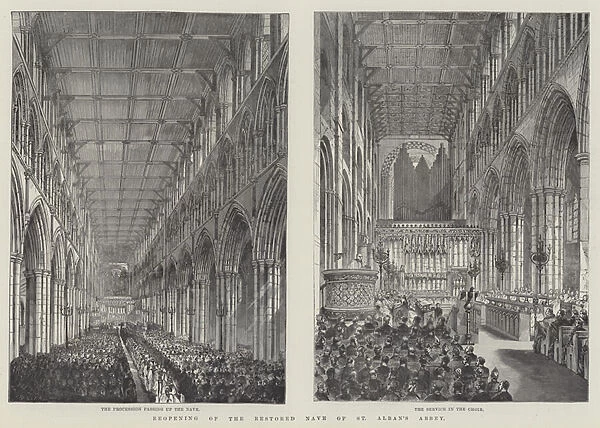 Reopening of the Restored Nave of St Albans Abbey (engraving)