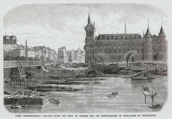 Replacement of the Pont au Change, Paris (engraving)