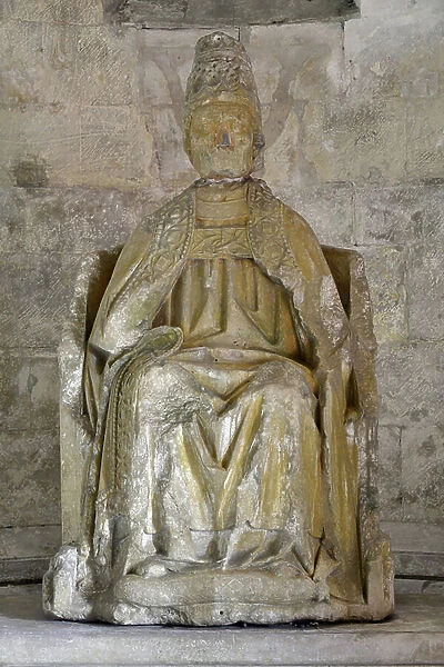 Representation of the First Pope Saint Peter - Sculpture of the 15th century Church of Saint Peter (Saint-Pierre) Aulnay (17470), Charente-Maritime
